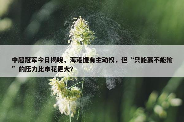 中超冠军今日揭晓，海港握有主动权，但“只能赢不能输”的压力比申花更大？