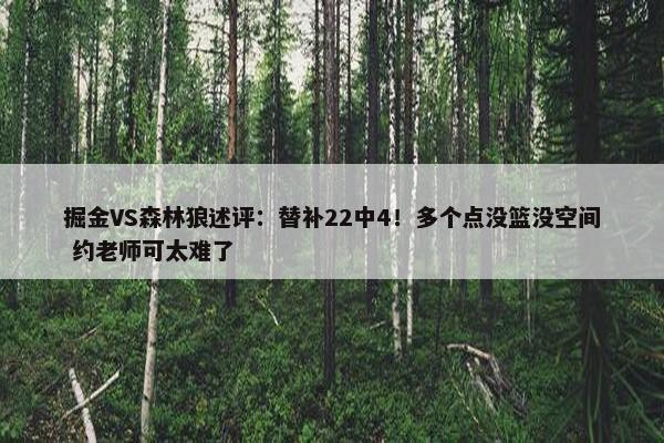 掘金VS森林狼述评：替补22中4！多个点没篮没空间 约老师可太难了