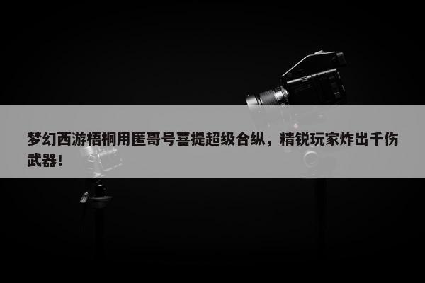 梦幻西游梧桐用匿哥号喜提超级合纵，精锐玩家炸出千伤武器！