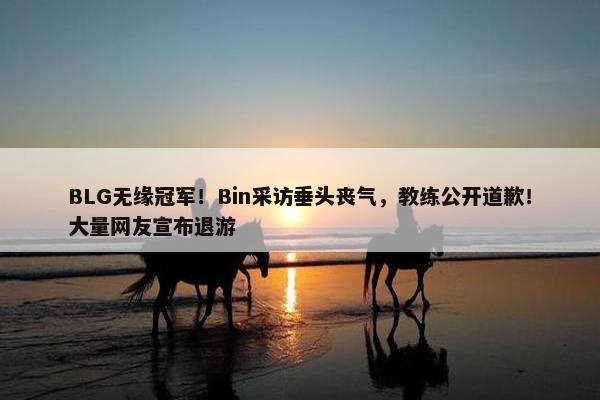 BLG无缘冠军！Bin采访垂头丧气，教练公开道歉！大量网友宣布退游