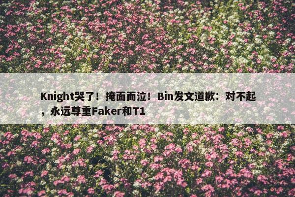 Knight哭了！掩面而泣！Bin发文道歉：对不起，永远尊重Faker和T1