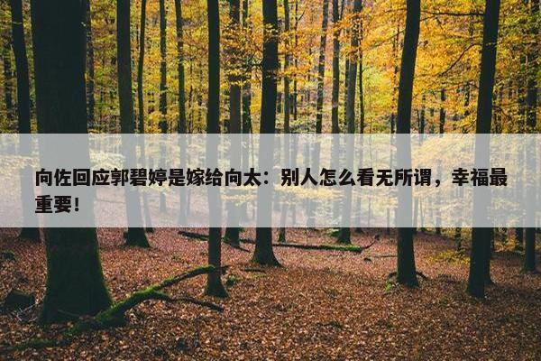 向佐回应郭碧婷是嫁给向太：别人怎么看无所谓，幸福最重要！