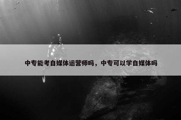 中专能考自媒体运营师吗，中专可以学自媒体吗