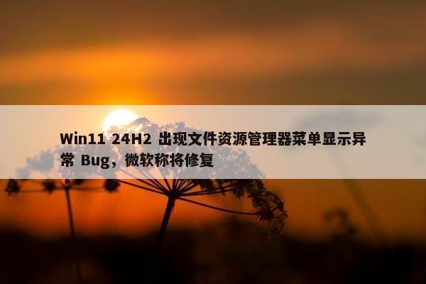 Win11 24H2 出现文件资源管理器菜单显示异常 Bug，微软称将修复