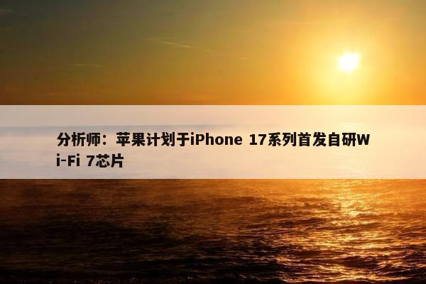 分析师：苹果计划于iPhone 17系列首发自研Wi-Fi 7芯片