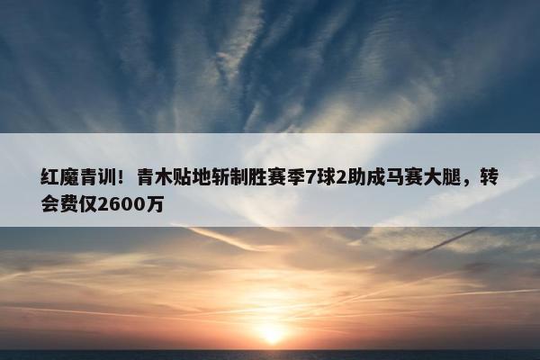 红魔青训！青木贴地斩制胜赛季7球2助成马赛大腿，转会费仅2600万