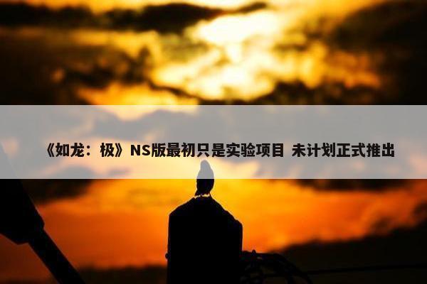 《如龙：极》NS版最初只是实验项目 未计划正式推出