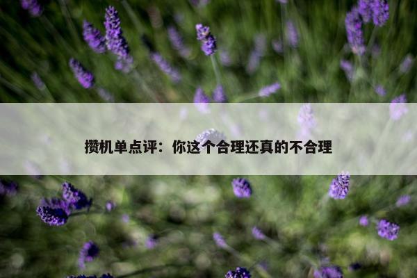 攒机单点评：你这个合理还真的不合理