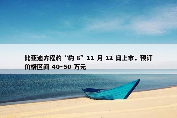 比亚迪方程豹“豹 8”11 月 12 日上市，预订价格区间 40~50 万元