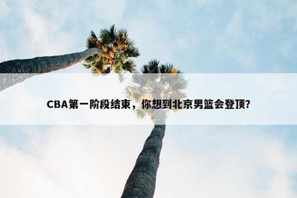 CBA第一阶段结束，你想到北京男篮会登顶？