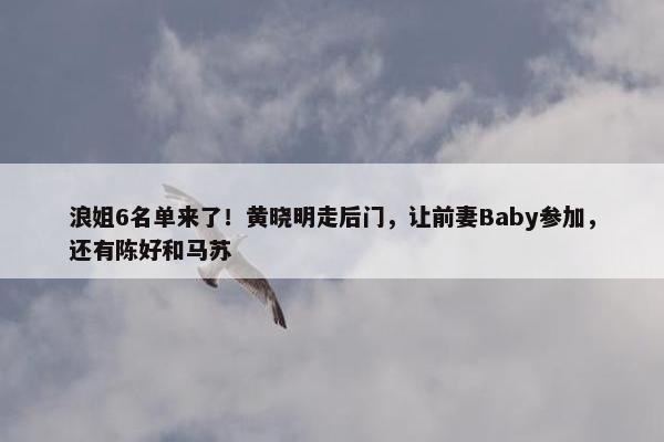 浪姐6名单来了！黄晓明走后门，让前妻Baby参加，还有陈好和马苏