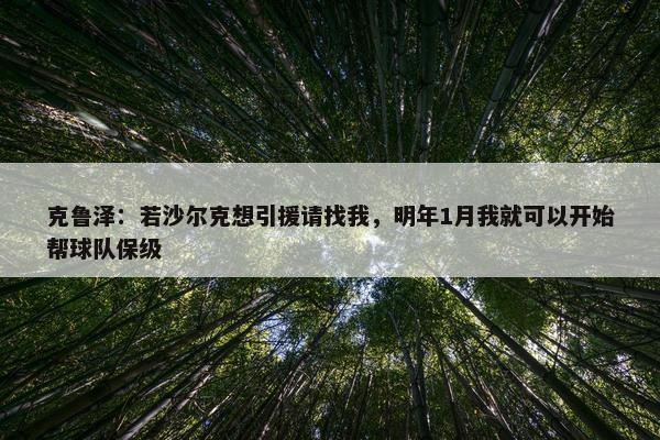 克鲁泽：若沙尔克想引援请找我，明年1月我就可以开始帮球队保级