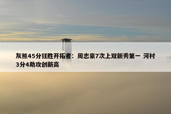 灰熊45分狂胜开拓者：周志豪7次上双新秀第一 河村3分4助攻创新高