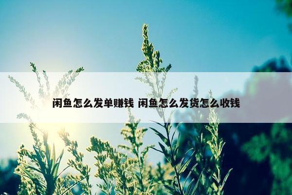 闲鱼怎么发单赚钱 闲鱼怎么发货怎么收钱