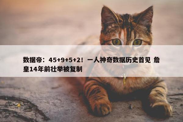 数据帝：45+9+5+2！一人神奇数据历史首见 詹皇14年前壮举被复制