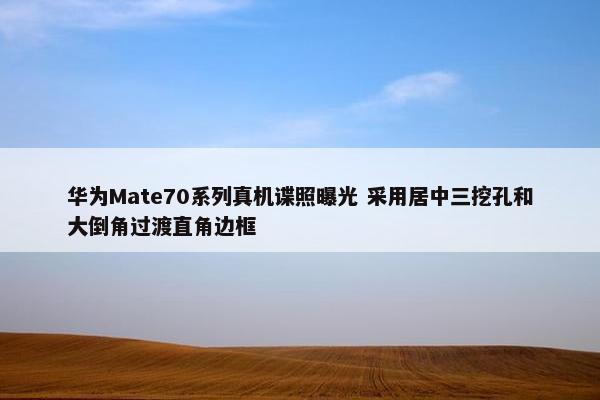 华为Mate70系列真机谍照曝光 采用居中三挖孔和大倒角过渡直角边框