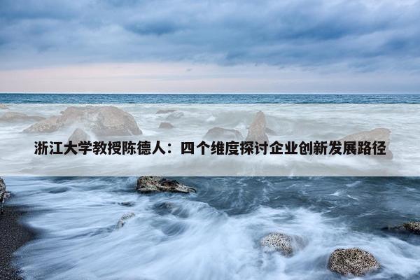 浙江大学教授陈德人：四个维度探讨企业创新发展路径