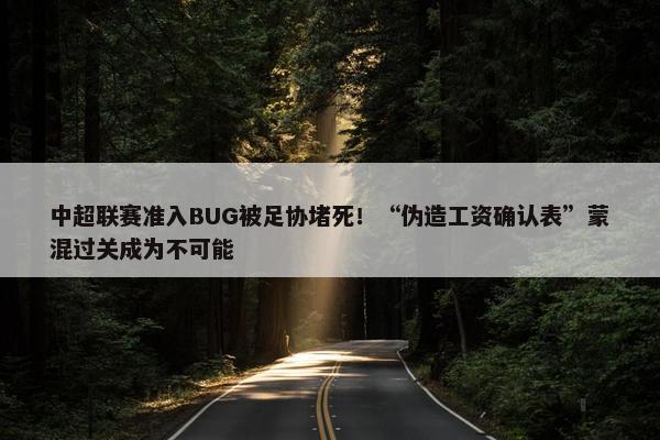 中超联赛准入BUG被足协堵死！“伪造工资确认表”蒙混过关成为不可能