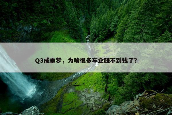 Q3成噩梦，为啥很多车企赚不到钱了？