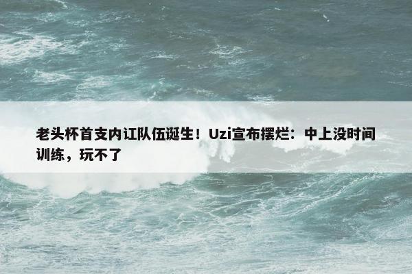 老头杯首支内讧队伍诞生！Uzi宣布摆烂：中上没时间训练，玩不了