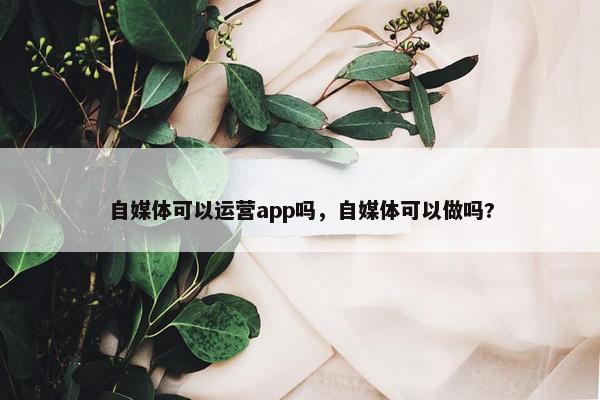 自媒体可以运营app吗，自媒体可以做吗?