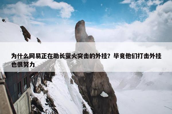 为什么网易正在助长萤火突击的外挂？毕竟他们打击外挂也很努力