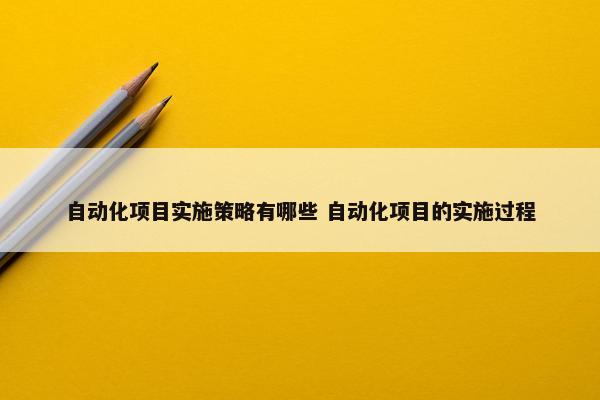 自动化项目实施策略有哪些 自动化项目的实施过程