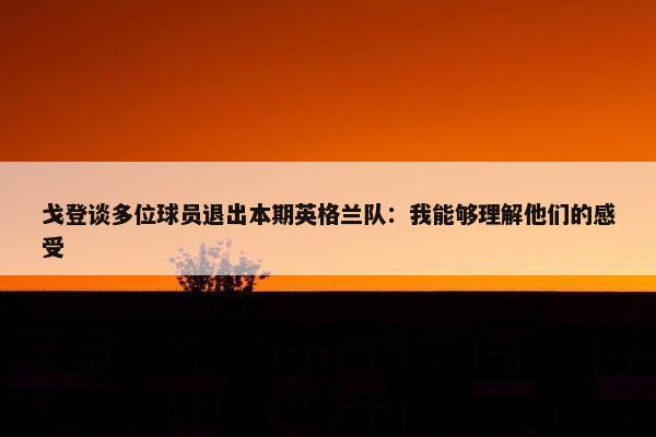 戈登谈多位球员退出本期英格兰队：我能够理解他们的感受