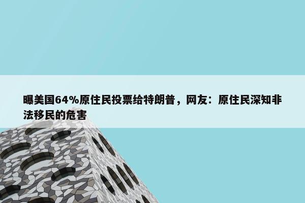 曝美国64%原住民投票给特朗普，网友：原住民深知非法移民的危害