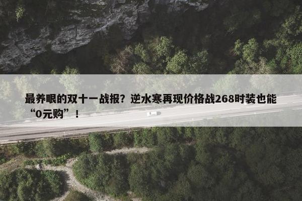 最养眼的双十一战报？逆水寒再现价格战268时装也能“0元购”！