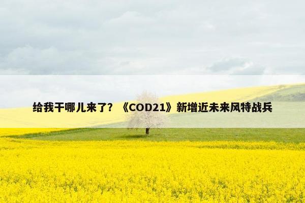 给我干哪儿来了？《COD21》新增近未来风特战兵