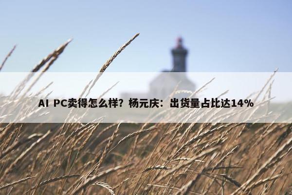 AI PC卖得怎么样？杨元庆：出货量占比达14%