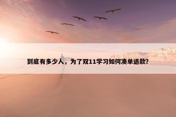 到底有多少人，为了双11学习如何凑单退款？