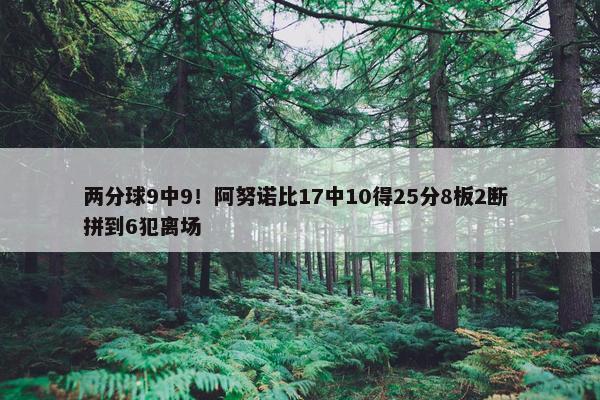 两分球9中9！阿努诺比17中10得25分8板2断 拼到6犯离场