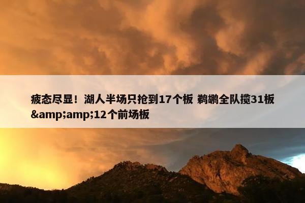 疲态尽显！湖人半场只抢到17个板 鹈鹕全队揽31板&amp;12个前场板