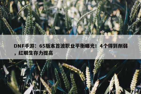 DNF手游：65版本首波职业平衡曝光！4个得到削弱，红眼生存力提高