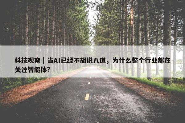 科技观察｜当AI已经不胡说八道，为什么整个行业都在关注智能体？