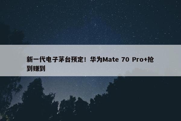 新一代电子茅台预定！华为Mate 70 Pro+抢到赚到