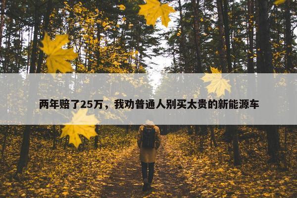 两年赔了25万，我劝普通人别买太贵的新能源车