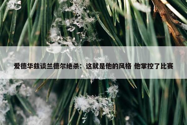 爱德华兹谈兰德尔绝杀：这就是他的风格 他掌控了比赛