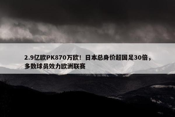 2.9亿欧PK870万欧！日本总身价超国足30倍，多数球员效力欧洲联赛