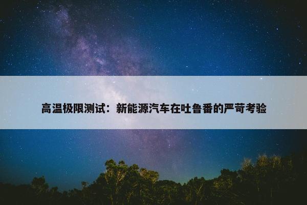 高温极限测试：新能源汽车在吐鲁番的严苛考验