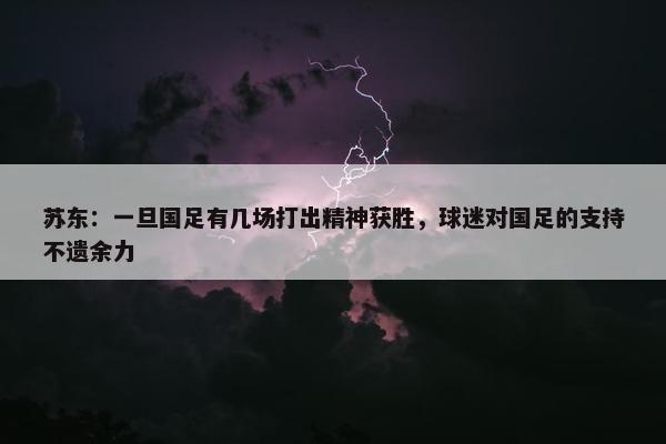 苏东：一旦国足有几场打出精神获胜，球迷对国足的支持不遗余力