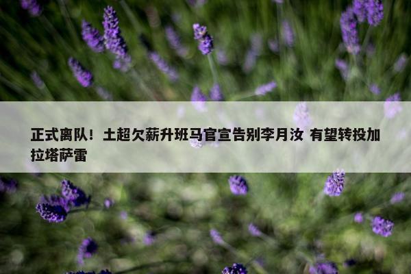 正式离队！土超欠薪升班马官宣告别李月汝 有望转投加拉塔萨雷