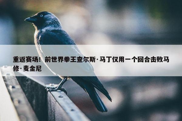 重返赛场！前世界拳王查尔斯·马丁仅用一个回合击败马修·麦金尼