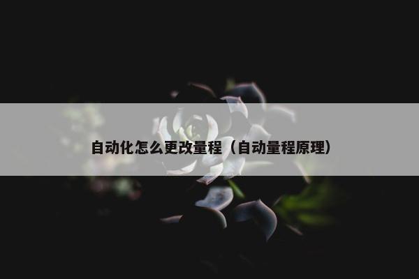 自动化怎么更改量程（自动量程原理）