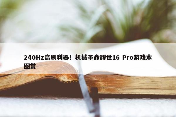 240Hz高刷利器！机械革命耀世16 Pro游戏本图赏