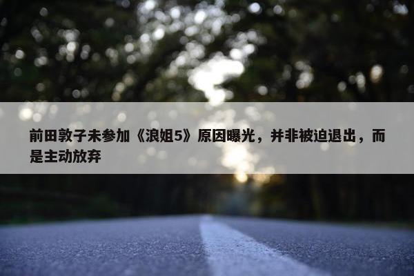 前田敦子未参加《浪姐5》原因曝光，并非被迫退出，而是主动放弃