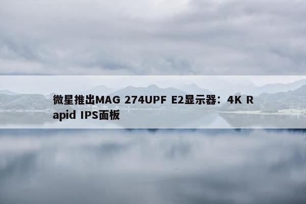 微星推出MAG 274UPF E2显示器：4K Rapid IPS面板