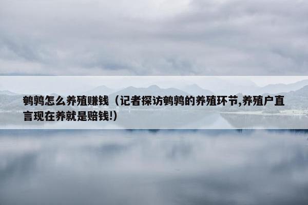 鹌鹑怎么养殖赚钱（记者探访鹌鹑的养殖环节,养殖户直言现在养就是赔钱!）